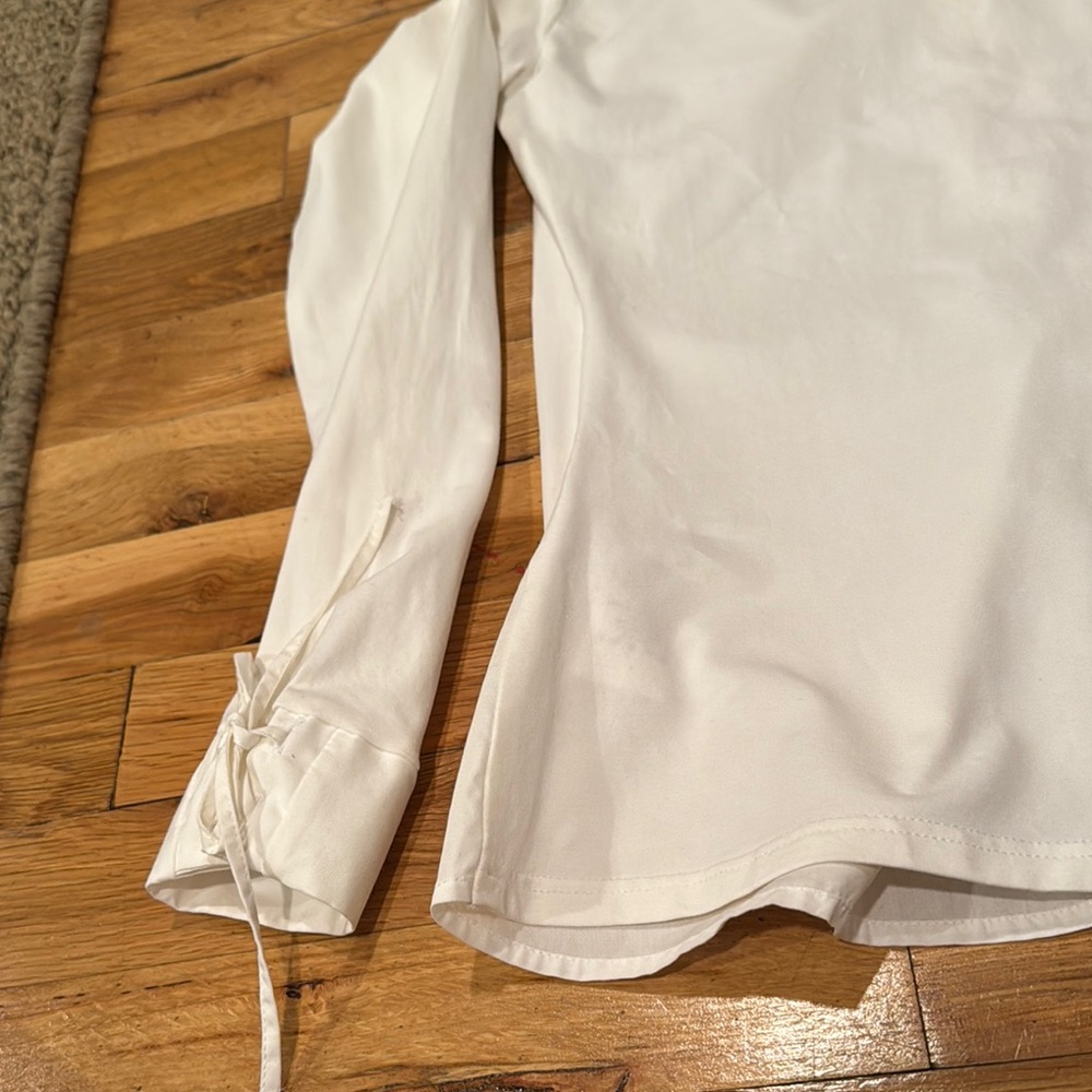 Anne Fontaine White Button Down Shirt with tie up design-no buttons-sz 38=Small - Picture 5 of 8